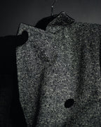 –SPECIAL– "CELINE" 70’s-80’s Classic tweed velvet-collar long coat