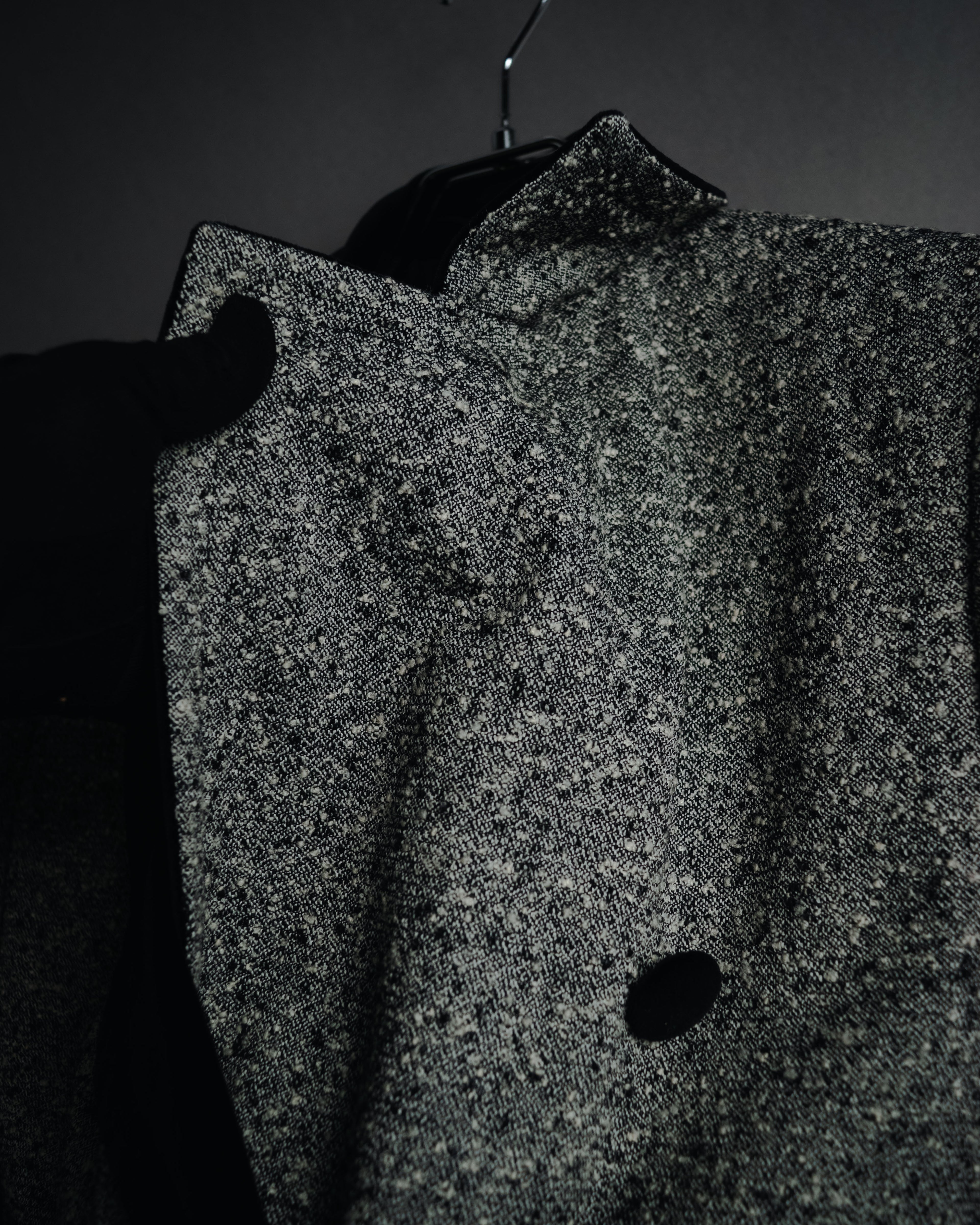 –SPECIAL– "CELINE" 70’s-80’s Classic tweed velvet-collar long coat