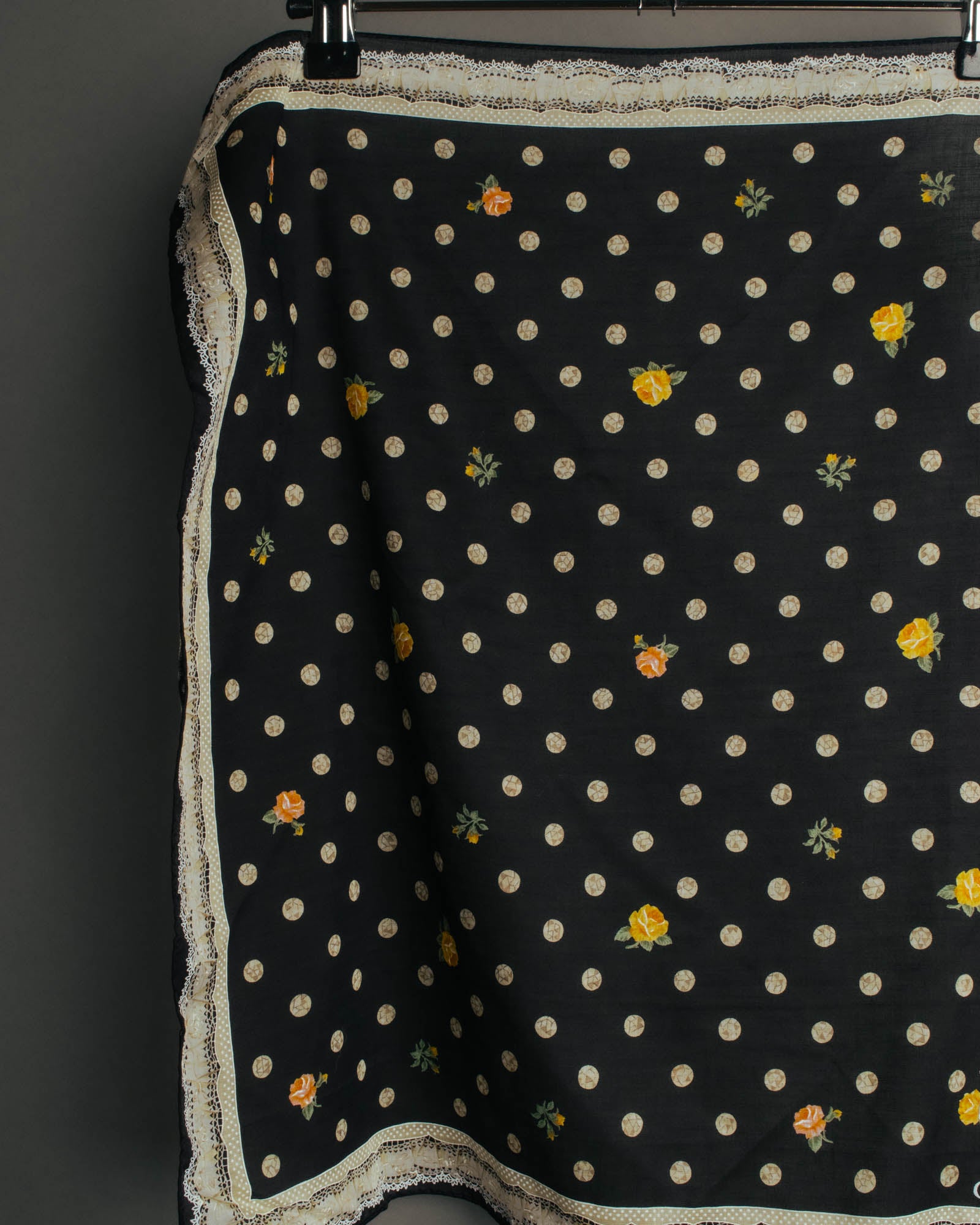 “Christian Dior” 90’s-00’s Romantic dot floral handkerchief scarf