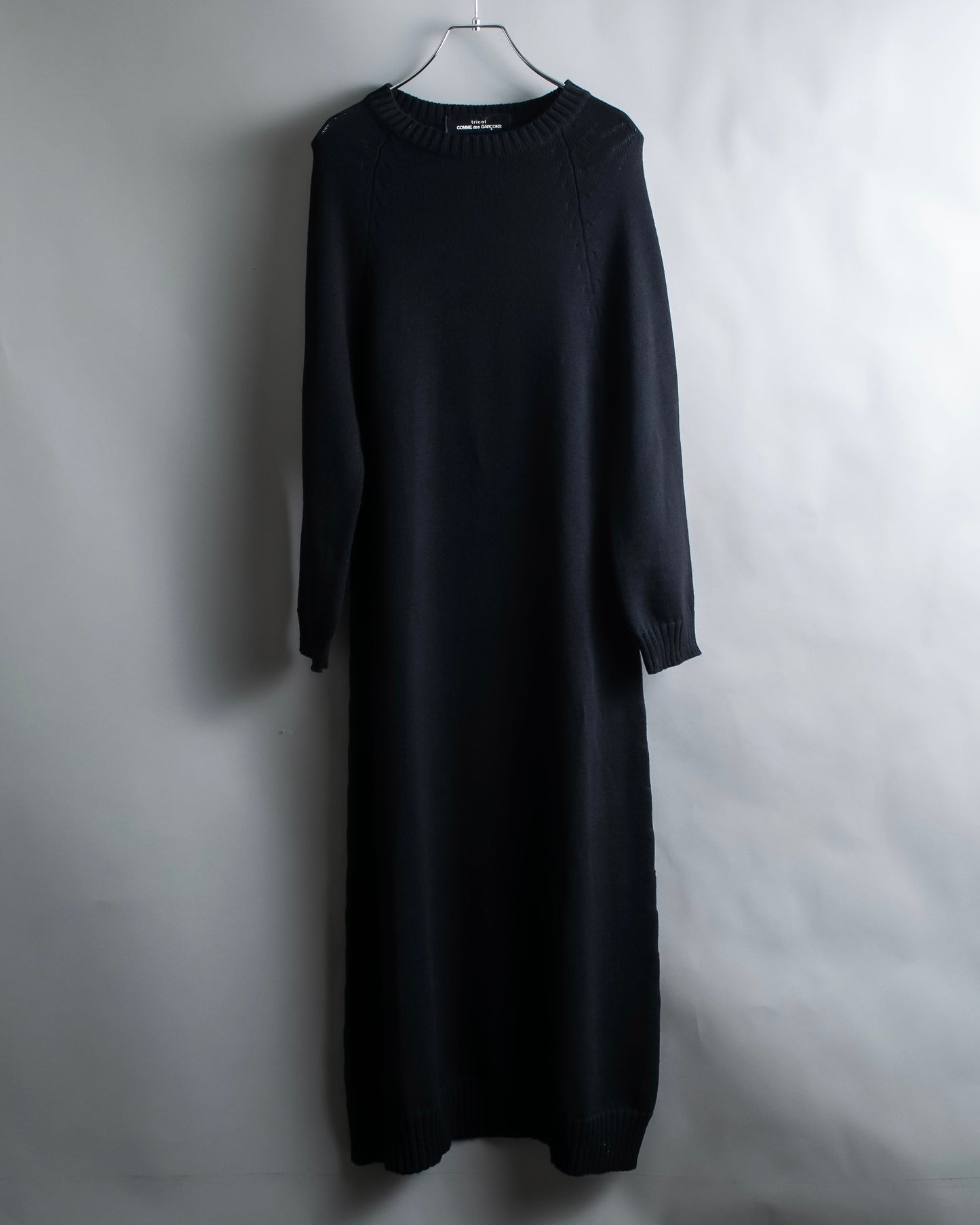 "tricot COMME des GARCONS" Maxi length deep black knit dress