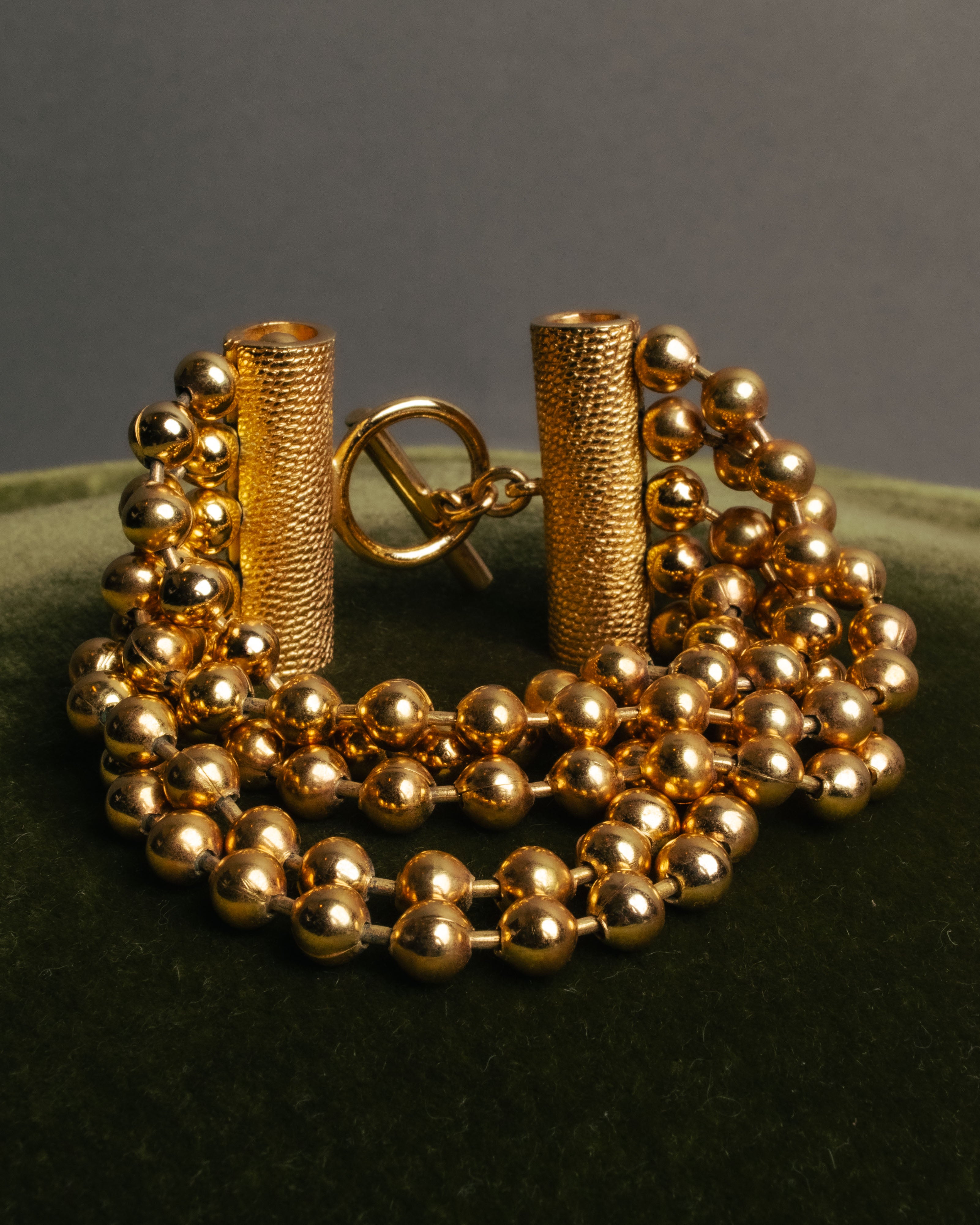 -SPECIAL- “Christian Dior” 70’s-80’s Five strand gold ball chain bracelet