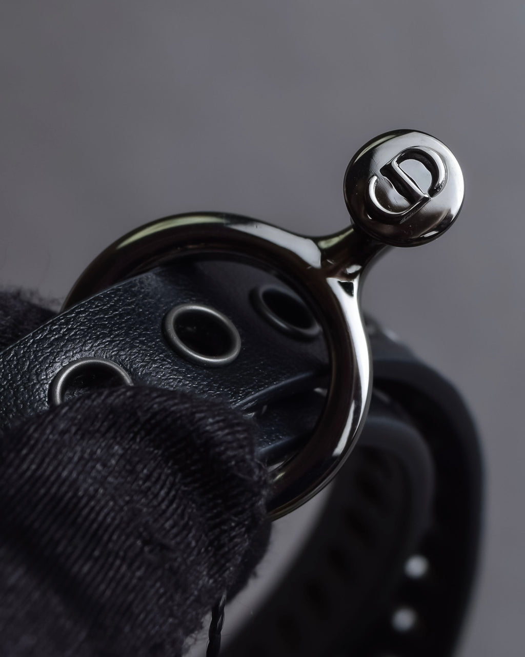 "Christian Dior" Black eyelet leather narrow belt