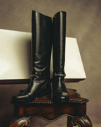 "Yves Saint Laurent" 90's Logo hardware knee-high boots