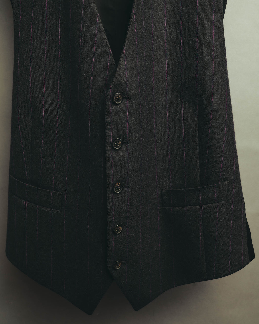 -SPECIAL- “HERMES” 2007-2009 Super 100s pinstripe tailored long gilet