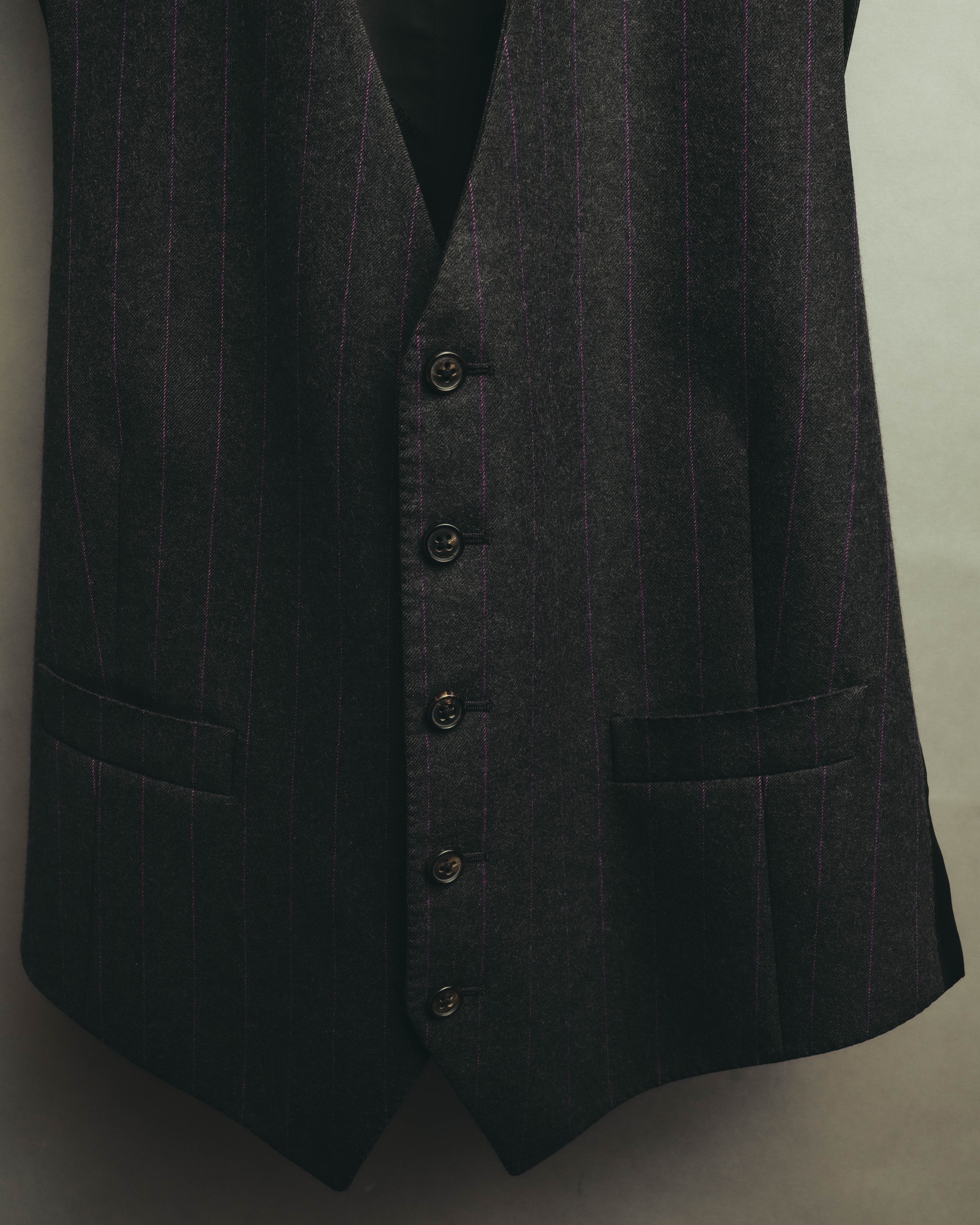 -SPECIAL- “HERMES” 2007-2009 Super 100s pinstripe tailored long gilet