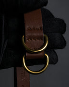 "BURBERRY" Gold circle metal design waist mark leather belt