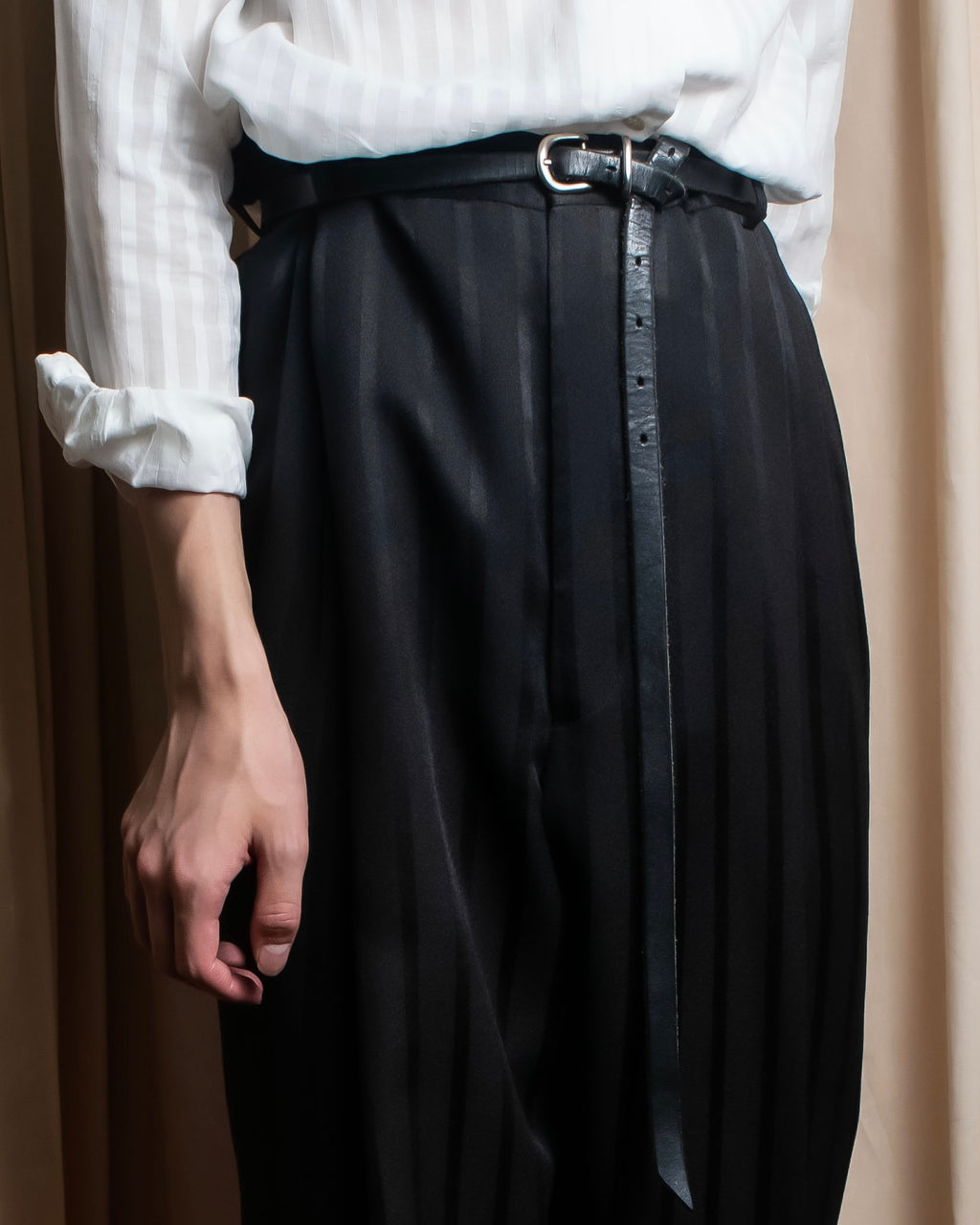 "Vintage subtle gloss striped wide slacks"