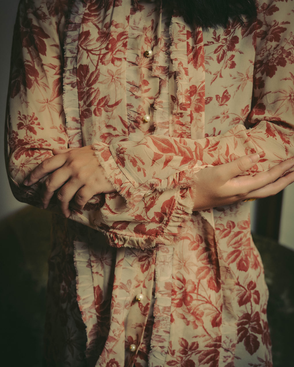 -SPECIAL- "GUCCI" 2010's-20's Romantic floral ruffle blouse