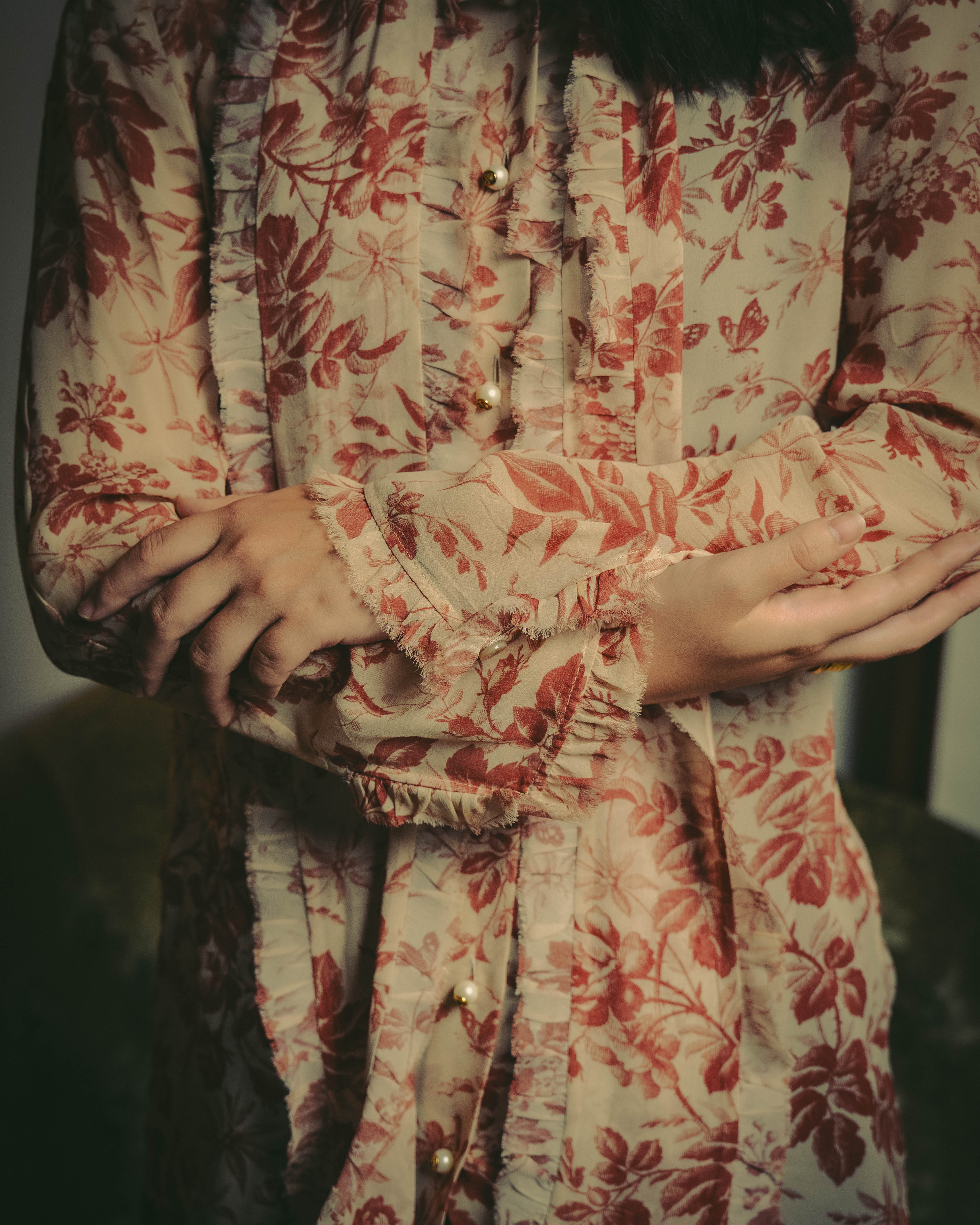 -SPECIAL- "GUCCI" 2010's-20's Romantic floral ruffle blouse