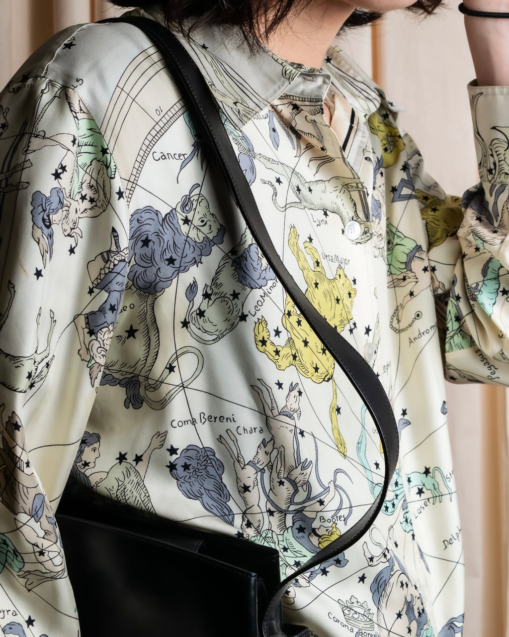 "HERMES" Margiela period Les Étoiles, Stars silk shirt