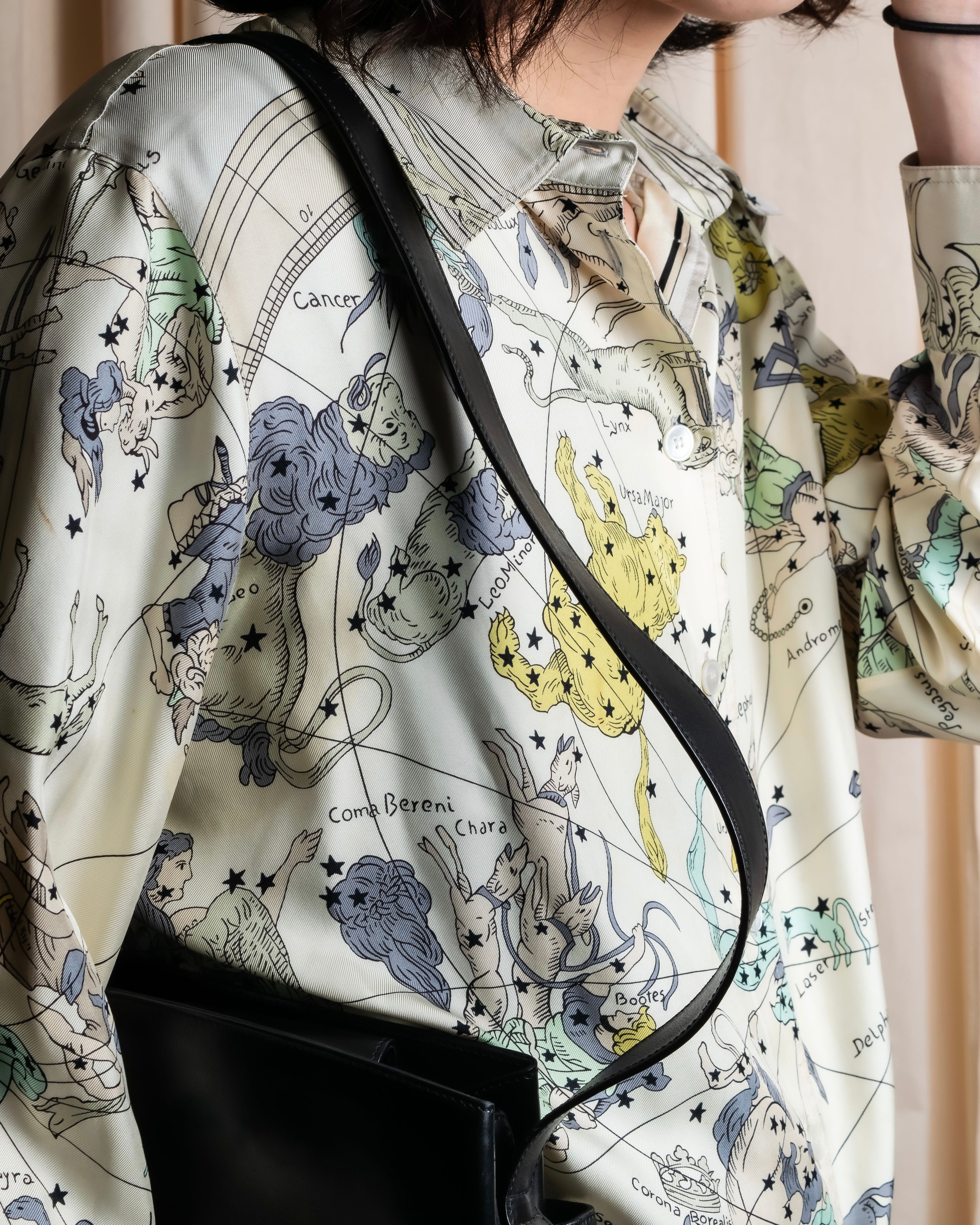 "HERMES" Margiela period Les Étoiles, Stars silk shirt