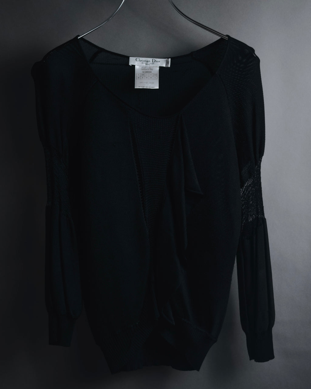 "Christian Dior BOUTIQUE" 2007’s draped viscose mesh-panel pullover