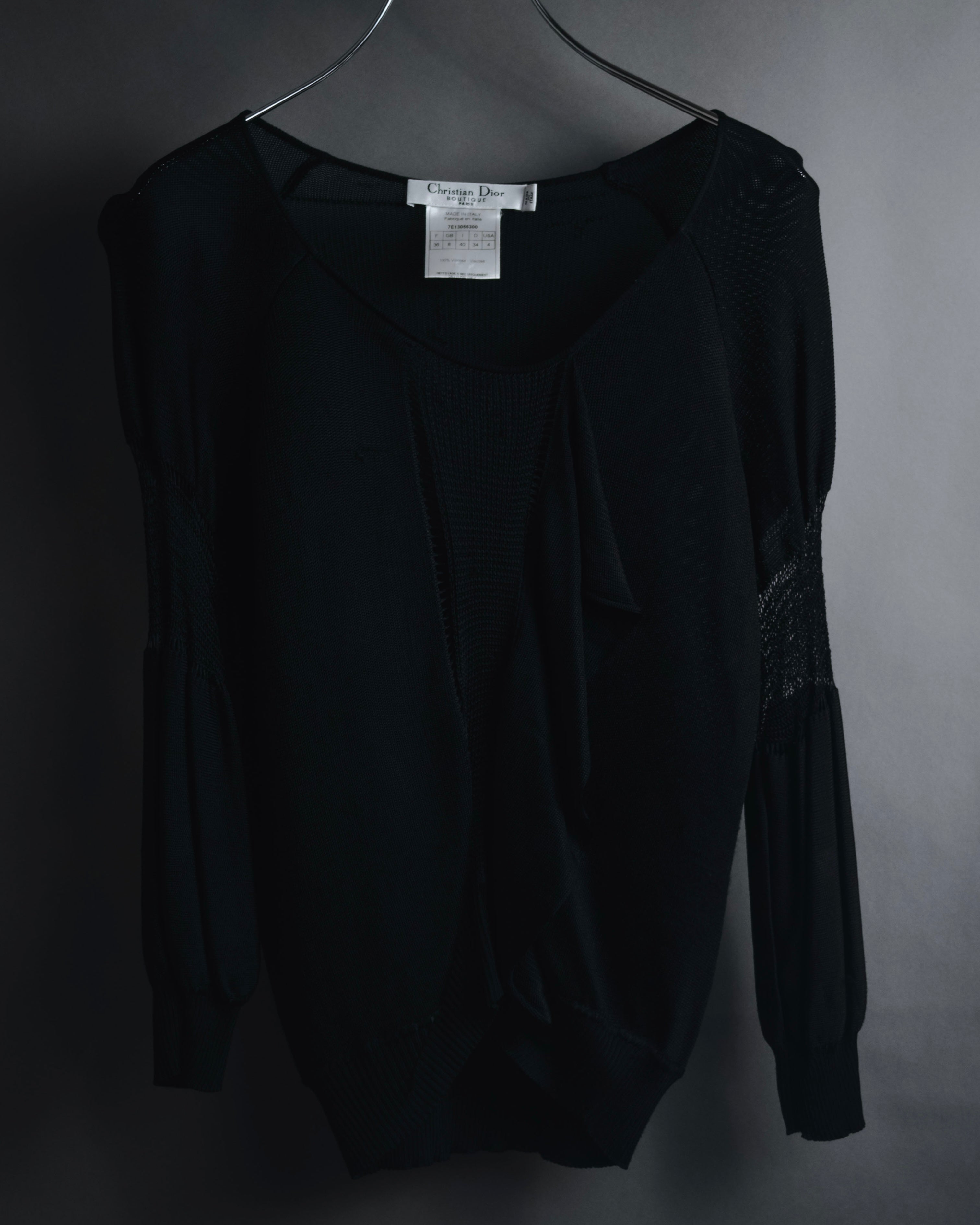"Christian Dior BOUTIQUE" 2007’s draped viscose mesh-panel pullover