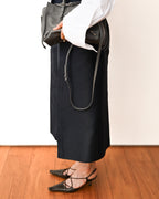 CÉLINE by Phoebe Philo/ Silk Blended Tuck Culottes Pants Navy