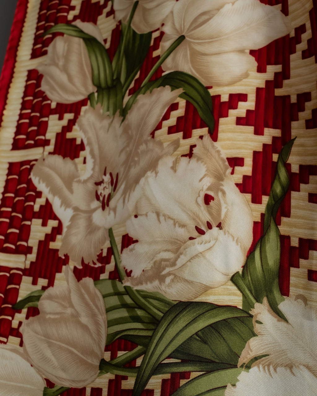 "Christian Dior" Houndstooth floral square scarf