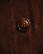 -SPECIAL- "GUCCI" 70’s Suede leather round collar coat