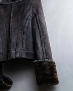 "CALVIN KLEIN" Mouton design zip-up suede jacket