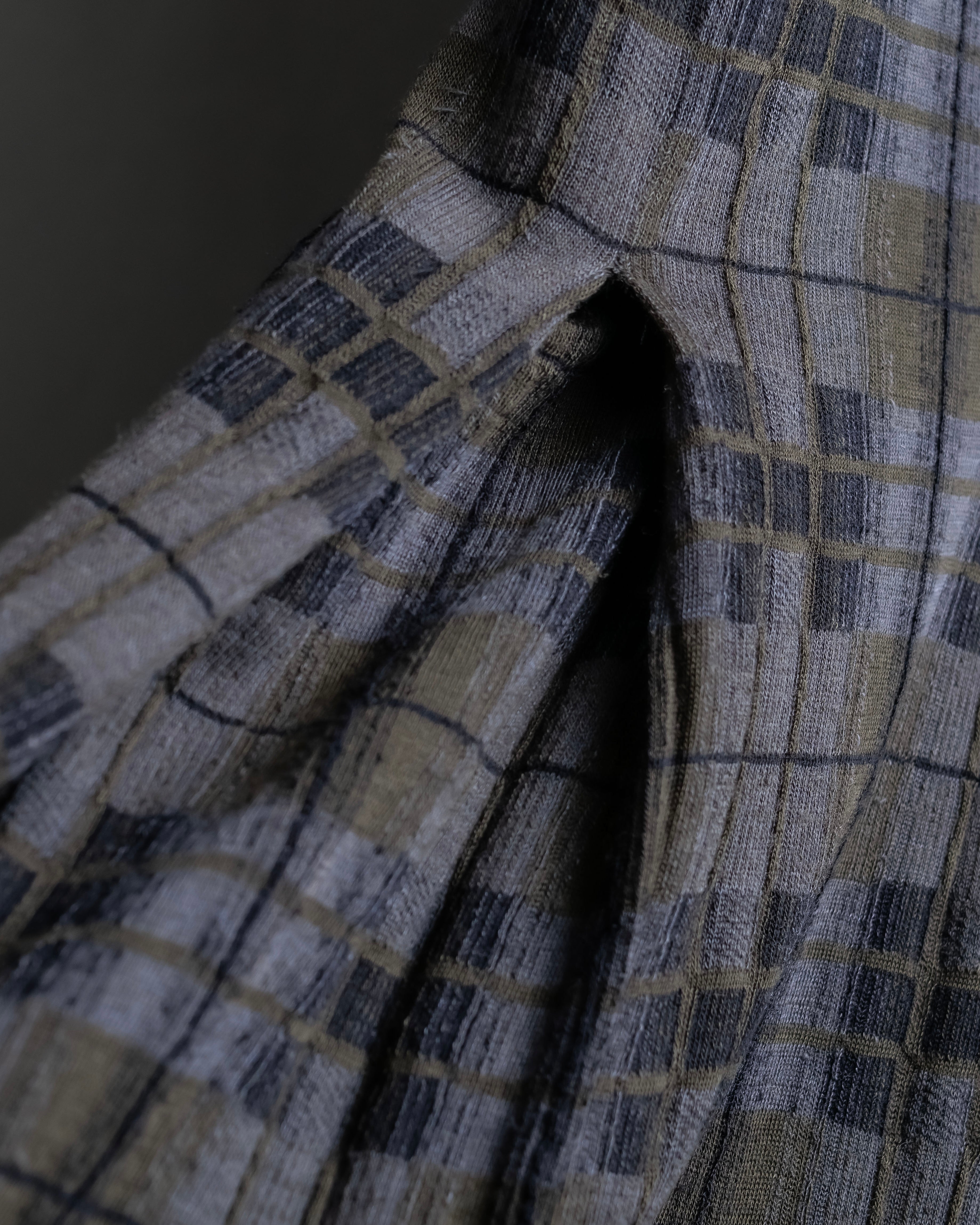 "HERMES" Check pattern cropped skirt