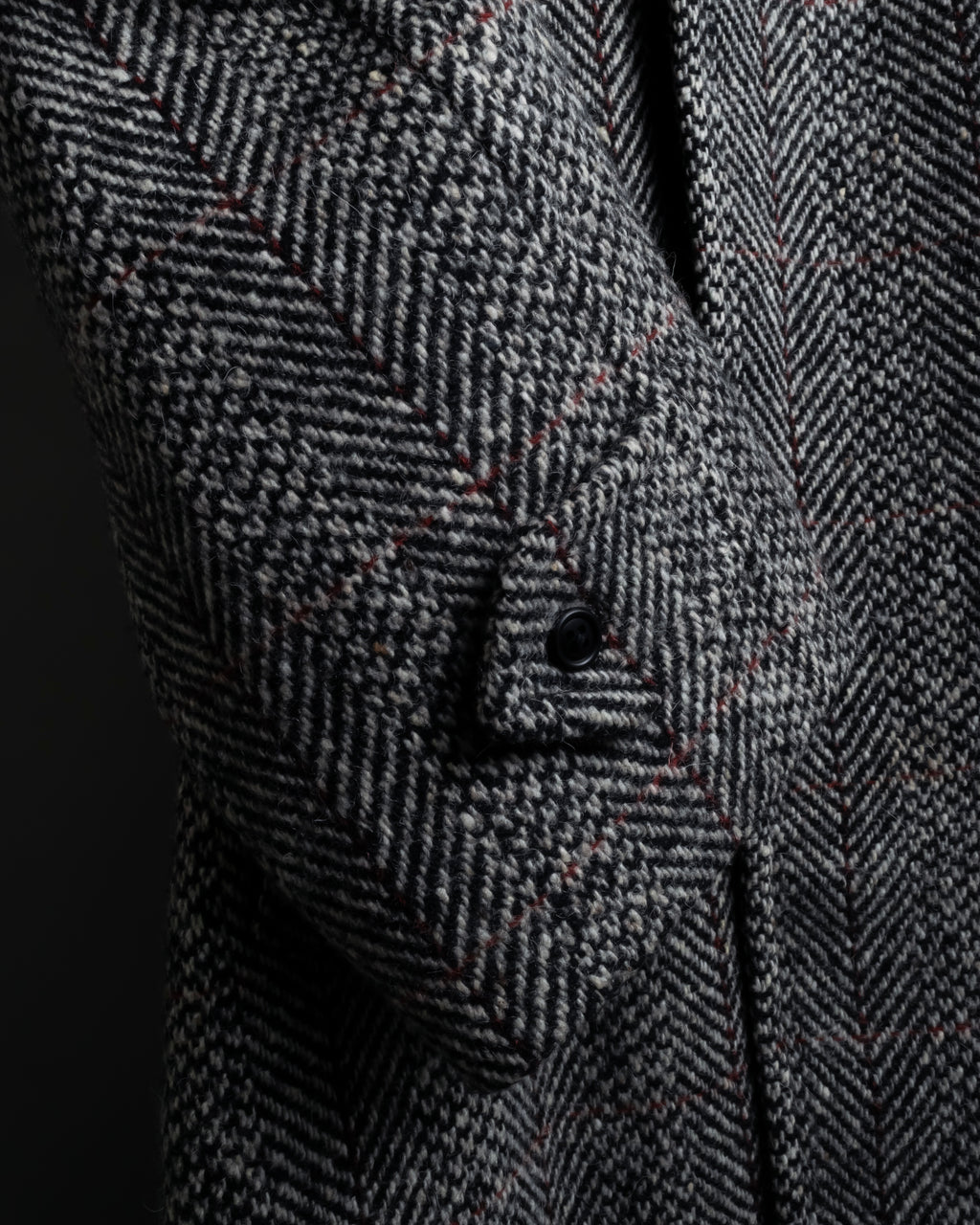 "BURBERRYS" British tweed fly front stand collar coat