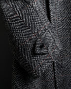 "BURBERRYS" British tweed fly front stand collar coat