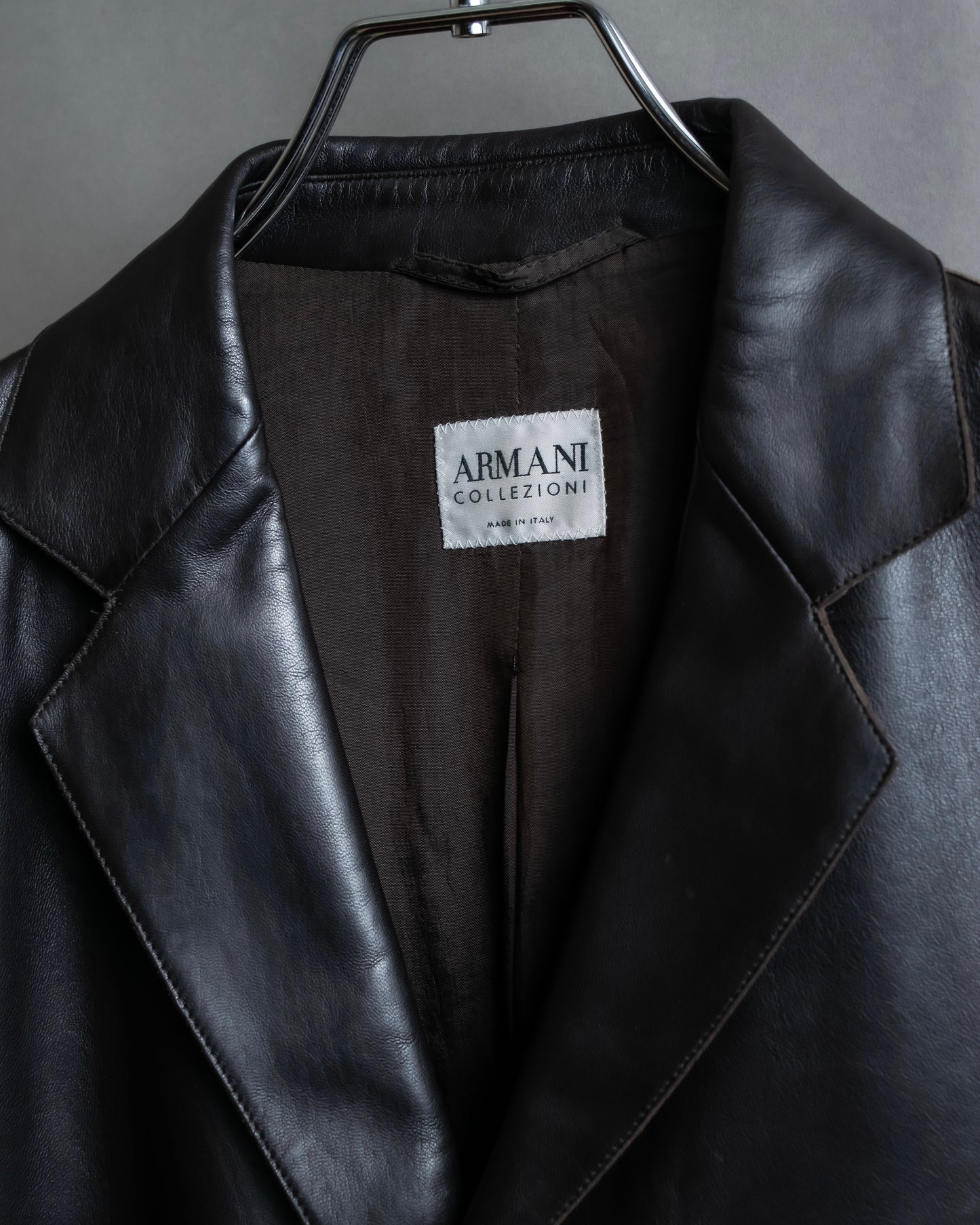 "ARMANI COLLEZIONI" 100% lamb leather oversized tailored jacket