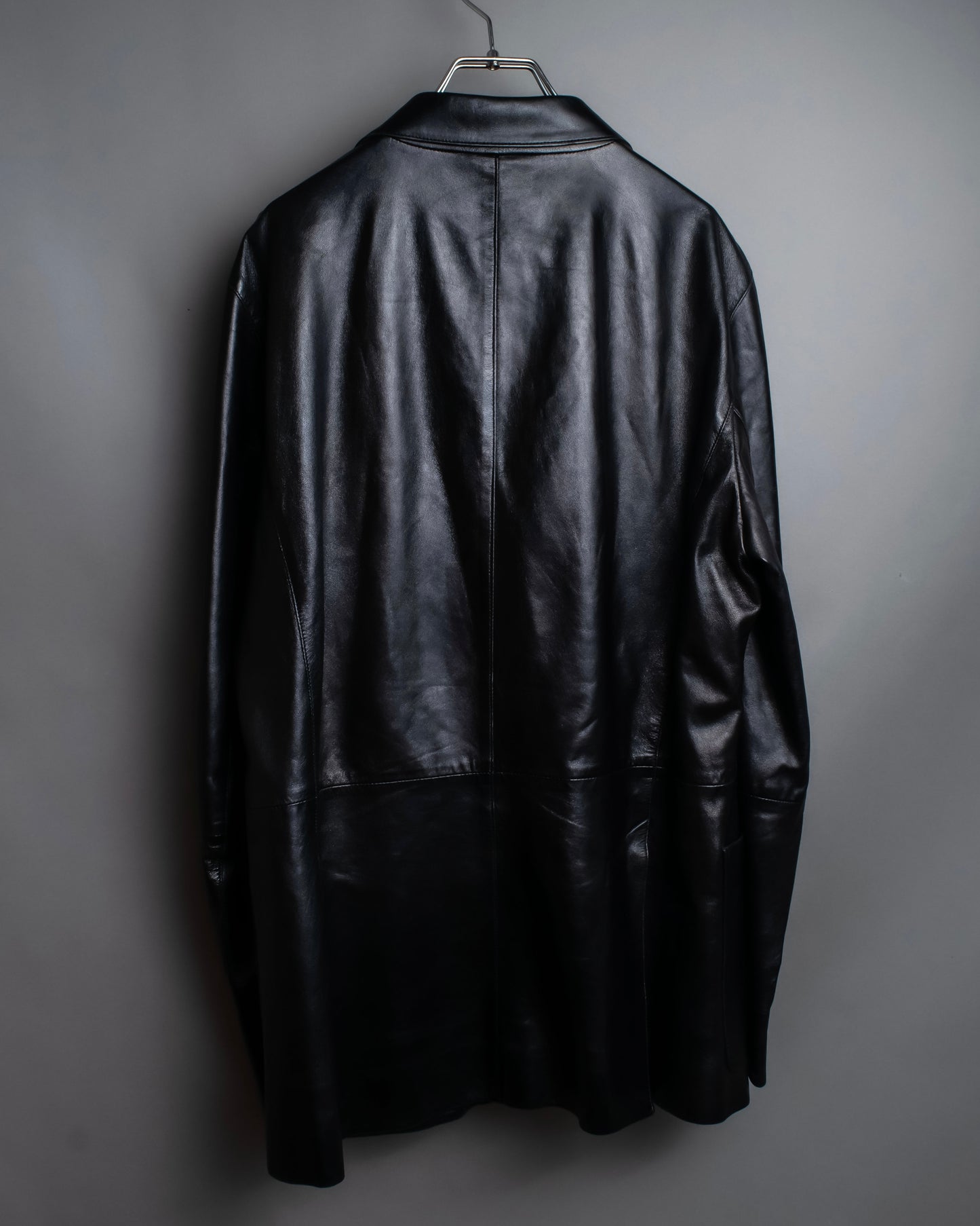 "PRADA" Oversized switched design leather tailored jacket