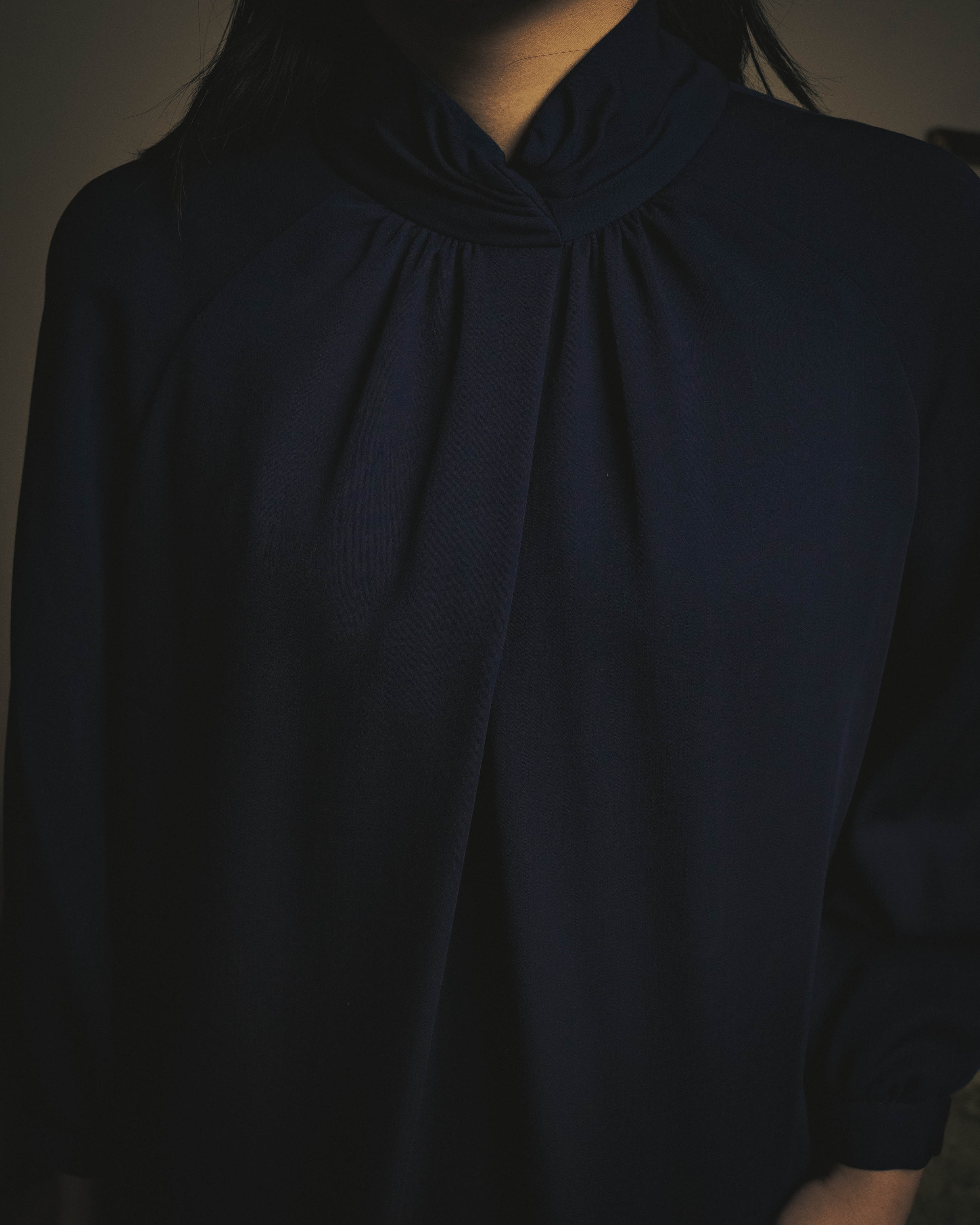 –SPECIAL– "Christian Dior" 80's-90's Sculptural high-neck long dress