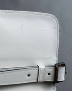 "YVES SAINT LAURENT" Large tab detail white leather shoulder bag
