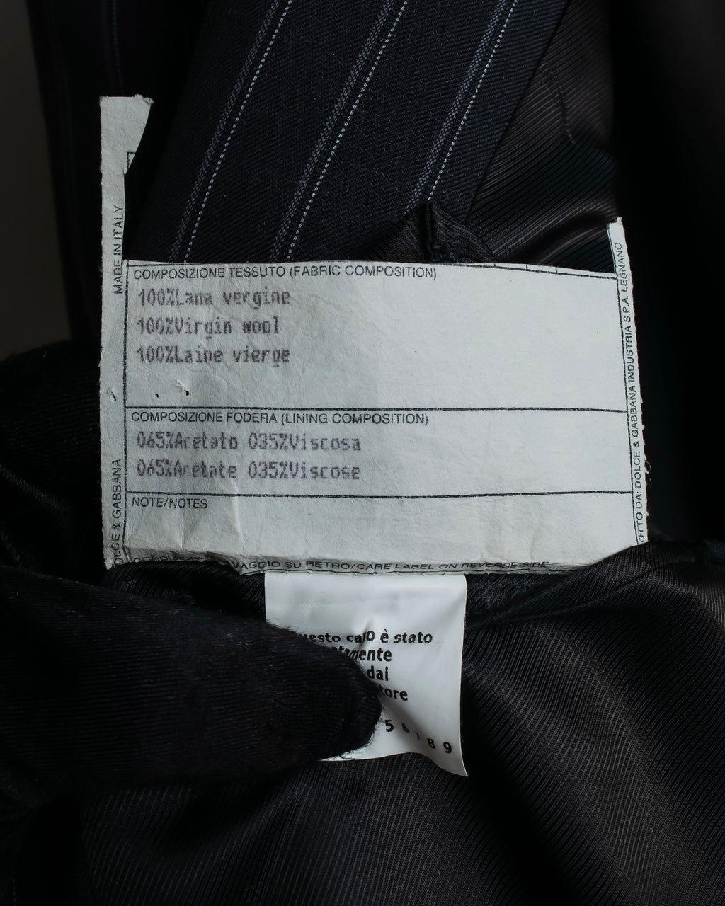 "Dolce & Gabbana" Pinstripe vertical lines emphasized tailored jacket