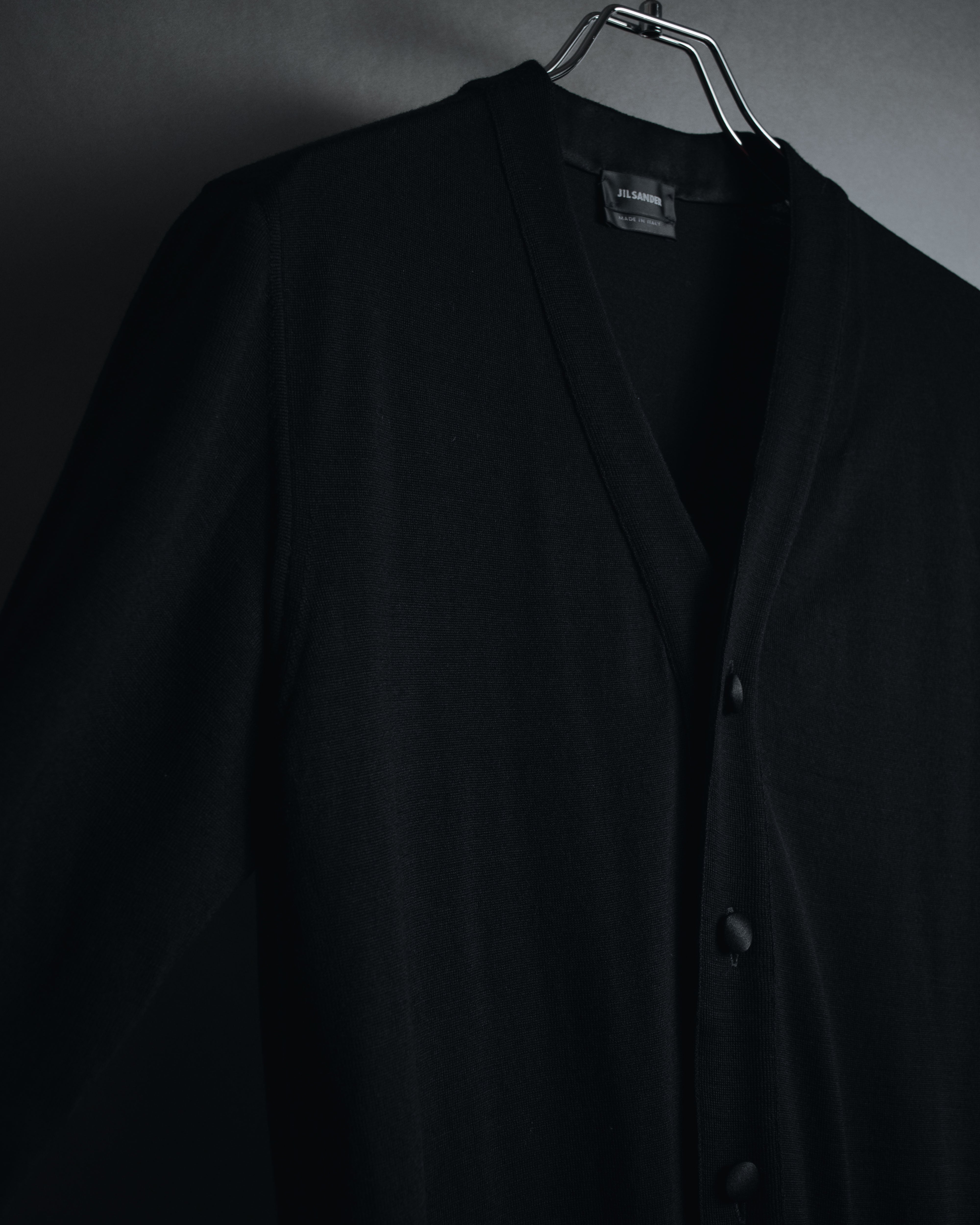 JIL SANDER - Wool Cardigan - Black - Size 44 - Minimalist Satin