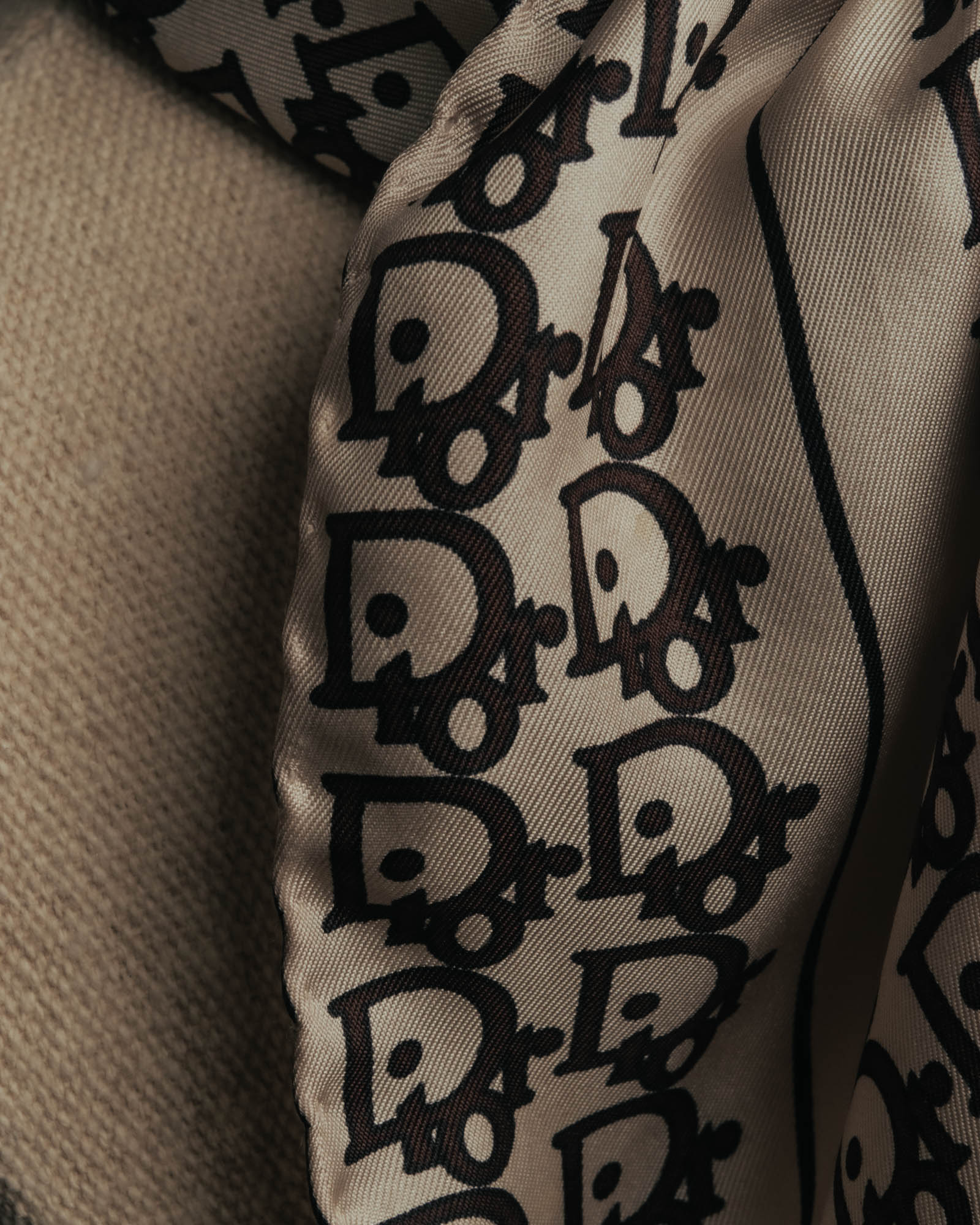 "Christian Dior" 70's-80's Oblique monogram silk scarf