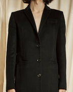 "GUCCI" Michele period solid black wool tailored coat