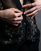 "HERMES" Embroidered design see through cardigan