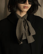 "Christian Dior PRETA PORTER" Ivory polka dot bow tie blouse