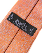 HERMES/ Heart Lock Motif H Patterned Silk Tie Orange