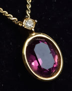 "Christian Dior" Teardrop garnet set gold necklace