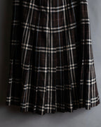 "BURBERRY" Brown tartan check pleated wrap skirt