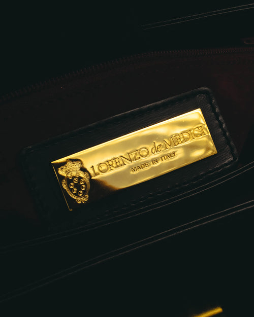 "LORENZO de MEDICI" 80's-00's Structured leather top handle handbag