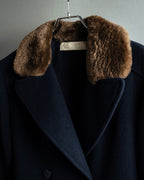 "VALENTINO" Fur collar double-breasted wool coat