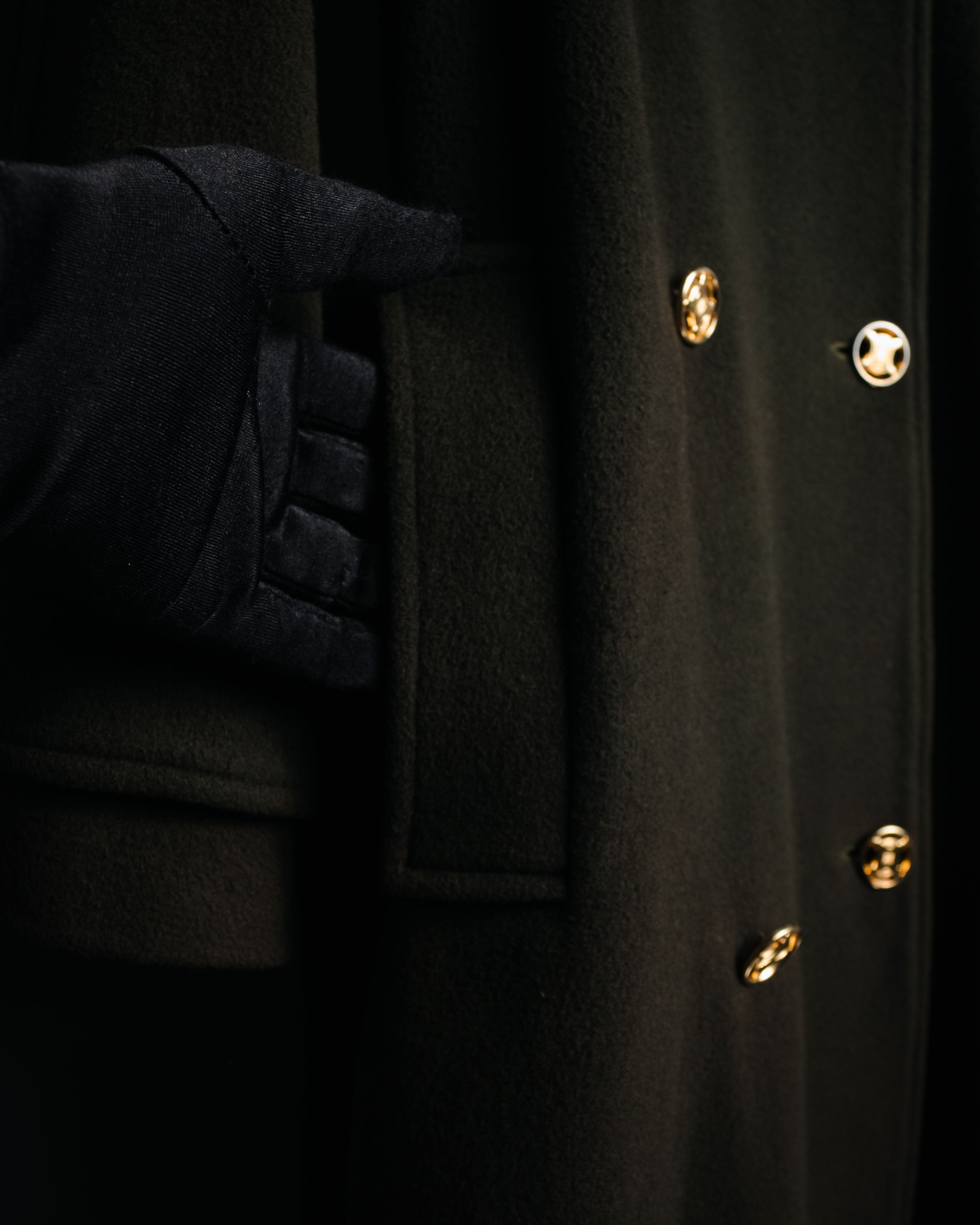 –SPECIAL– "CELINE" 80’s-90’s Triomphe button double breasted long coat