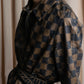 "FENDI" Pecan checkered belted mid length coat