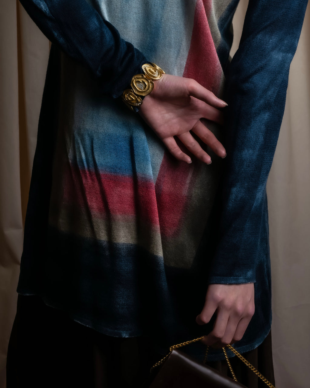 "Loro Piana" Hand-painted gradient knit tunic