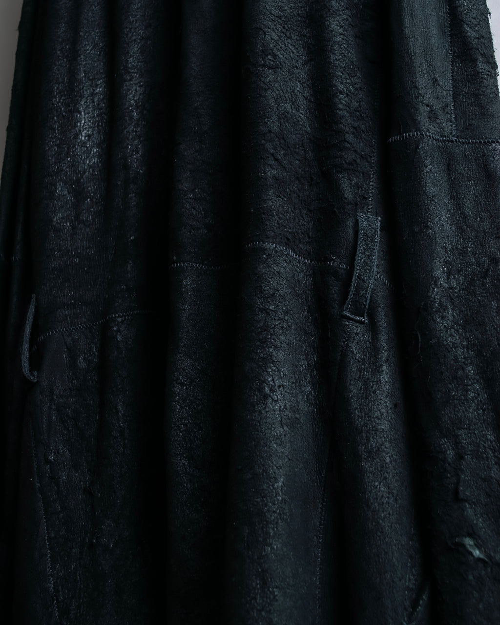 "ISAAC SELLAM" Cut-off design belted leather jacket