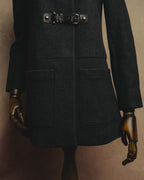 “miu miu” 00’s-10’s Wool angora leather buckle coat