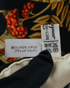 "Salvatore Ferragamo" 90's-00's Vintage arctic fauna and scrolling ribbon silk scarf