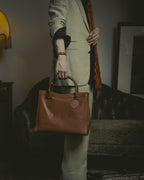 "GUCCI" 80's-90's Bamboo handle leather tote bag