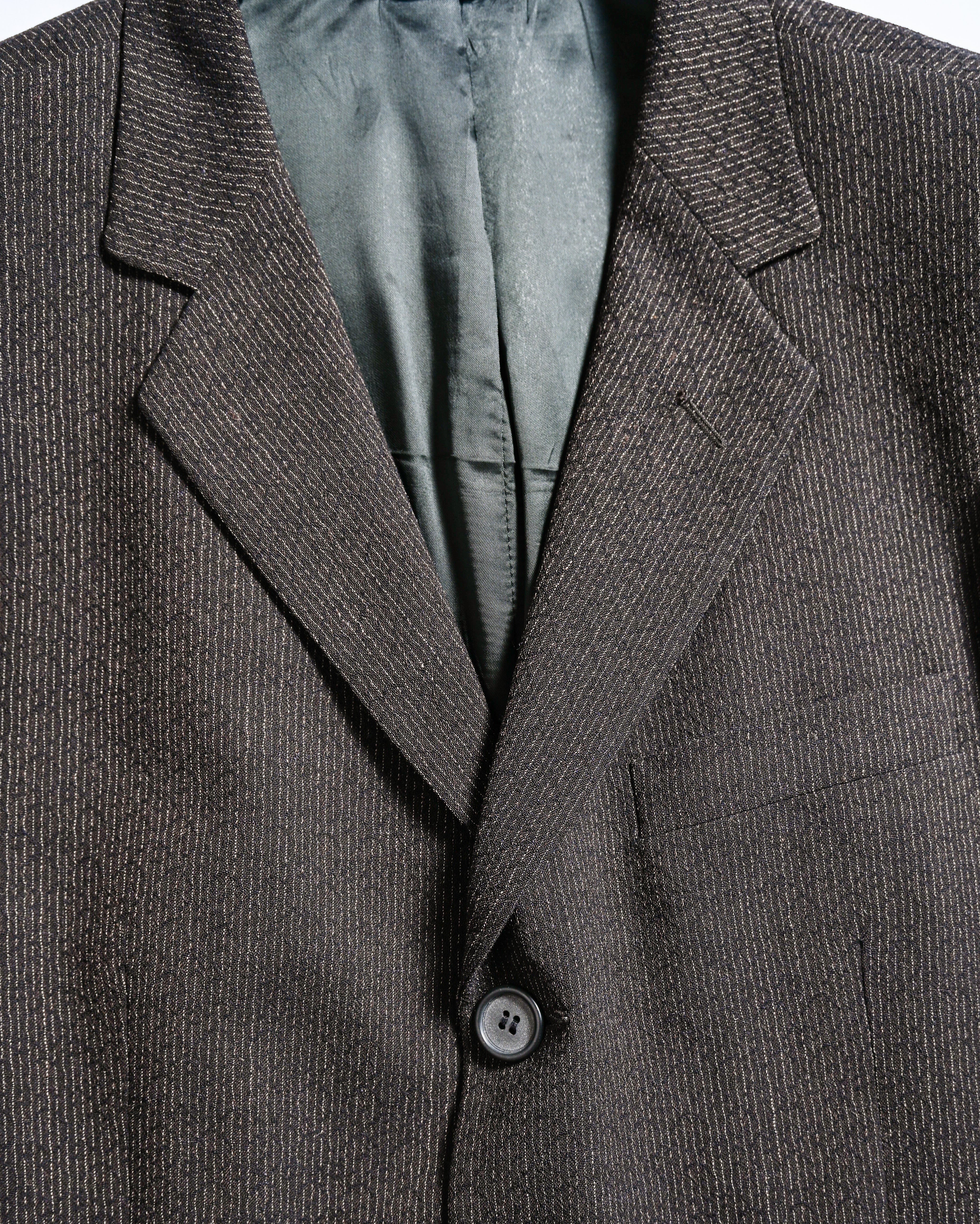 DOLCE & GABBANA/ 2015 Silver Pin Striped Single Breasted Set-up Brown