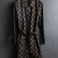 "FENDI" Pecan checkered belted mid length coat