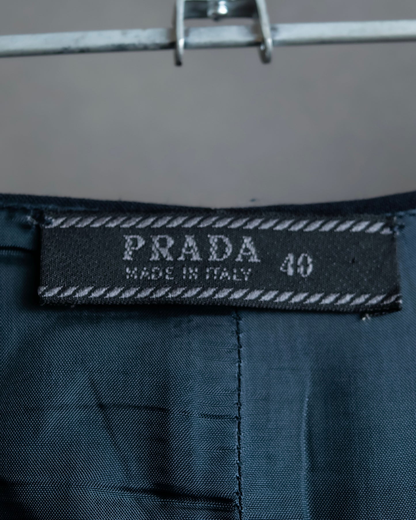 "PRADA" Short length tailored jacket & cropped skirt navy color set up