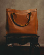"GUCCI" 80's-90's Bamboo handle leather tote bag